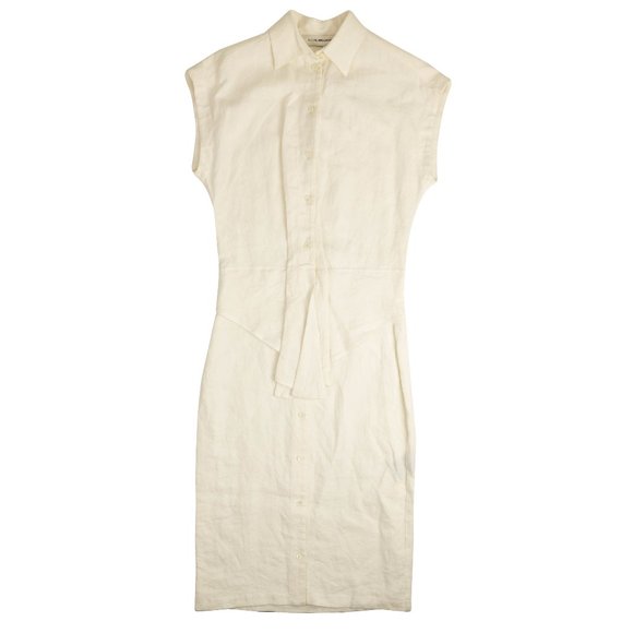 A_PLAN_APPLICATION White Button Down Sleeveless Shirt Dress Size S $980